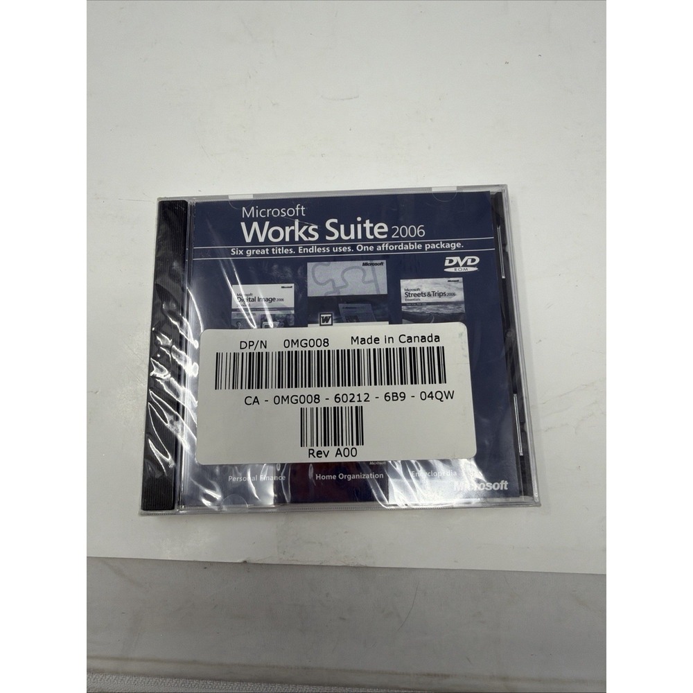Microsoft Works Suite 2006 PC Software DVD New Word Encarta Money Dell OEM
